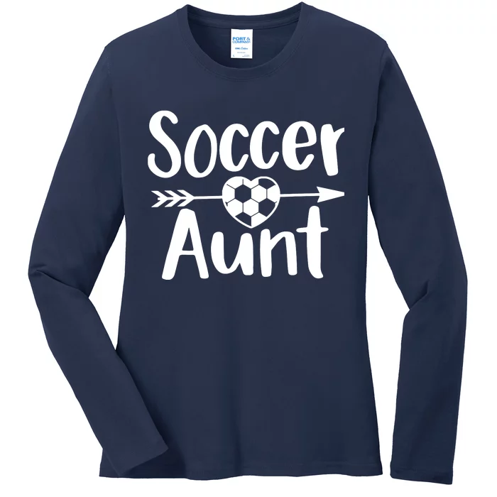 Soccer Aunt Heart Sport Lover Auntie Mothers Day Ladies Long Sleeve Shirt