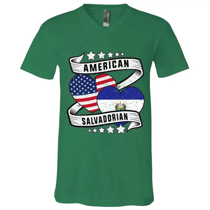 Salvadoran American Half American Half El Salvador V-Neck T-Shirt