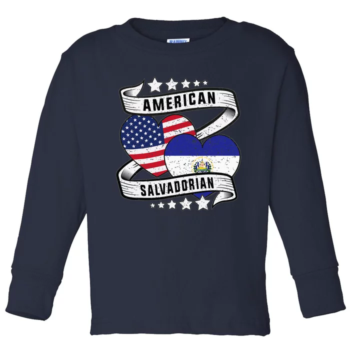 Salvadoran American Half American Half El Salvador Toddler Long Sleeve Shirt