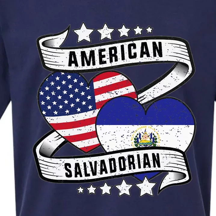 Salvadoran American Half American Half El Salvador Sueded Cloud Jersey T-Shirt