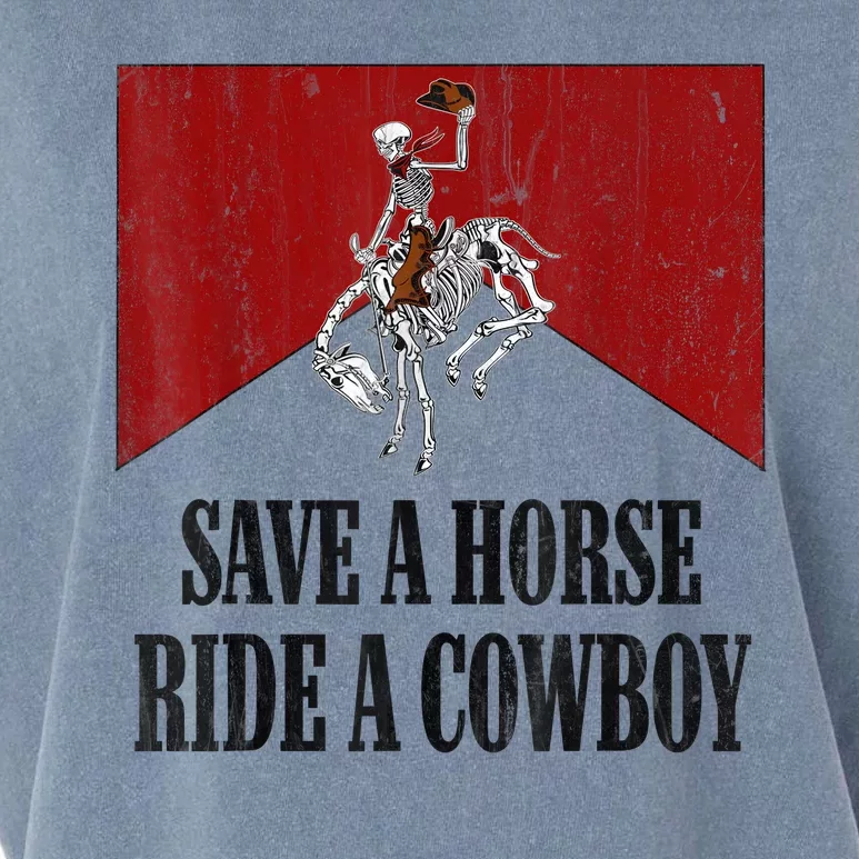 Save A Horse Ride A Cowboy Skeleton Western Country Garment-Dyed Women's Muscle Tee