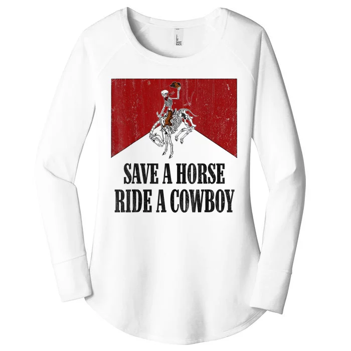 Save A Horse Ride A Cowboy Skeleton Western Country Women's Perfect Tri Tunic Long Sleeve Shirt