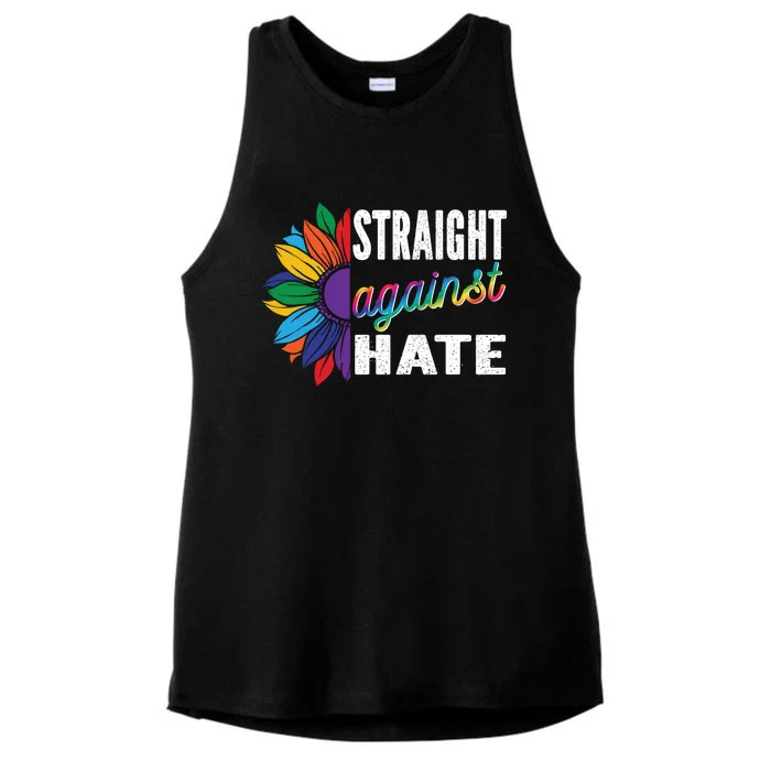 Straight Against Hate Pride Month Lgbtq Support Gift Ladies Tri-Blend Wicking Tank