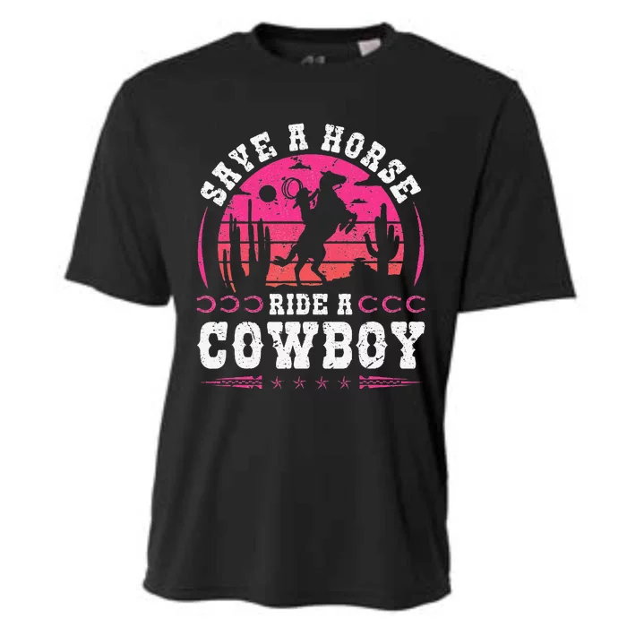 Save A Horse Ride A Cowboy Rodeo Western Country Cooling Performance Crew T-Shirt