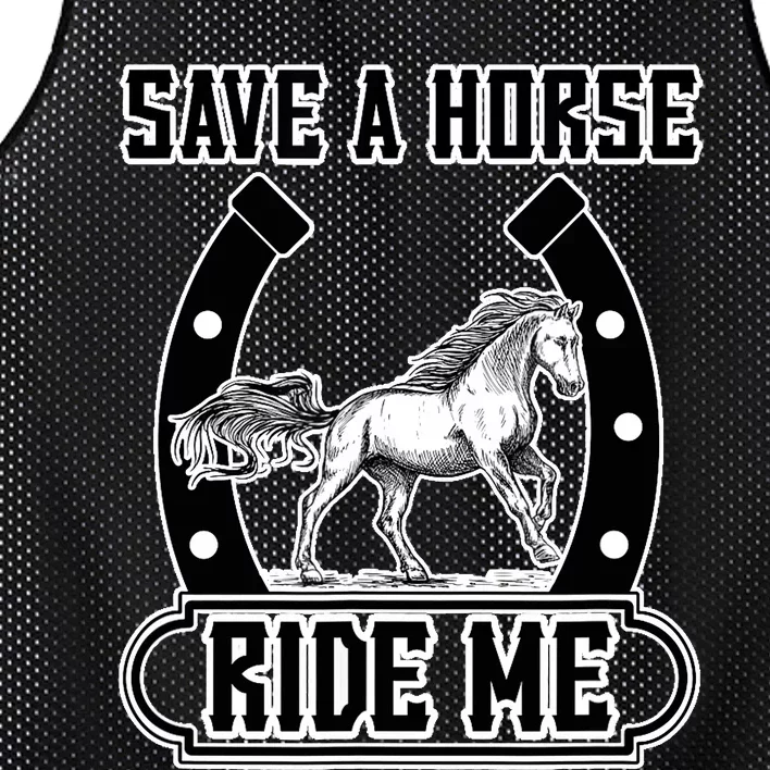 Save A Horse Ride Me Funny Cowboy Mesh Reversible Basketball Jersey Tank