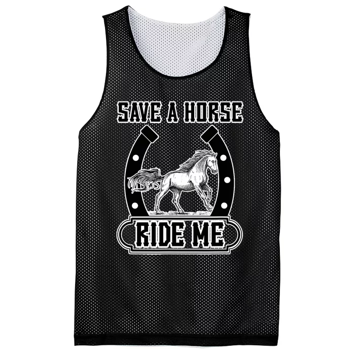 Save A Horse Ride Me Funny Cowboy Mesh Reversible Basketball Jersey Tank