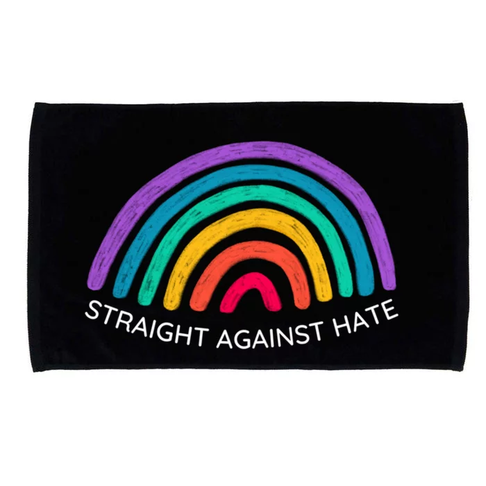 Straight Against Hate Rainbow Funny Gift Microfiber Hand Towel