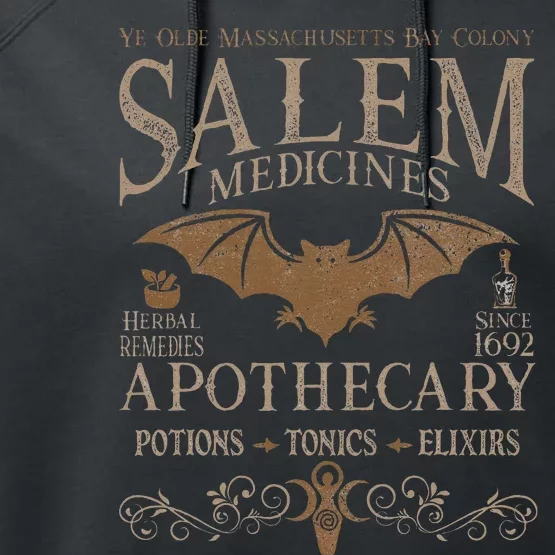 Salem Apothecary Herbalist Witch Wiccan Beige Bat Performance Fleece Hoodie