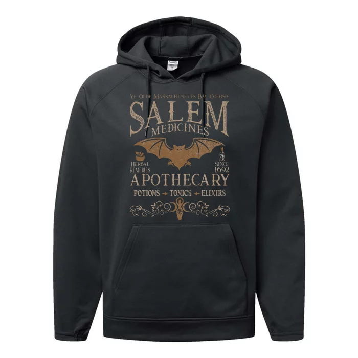 Salem Apothecary Herbalist Witch Wiccan Beige Bat Performance Fleece Hoodie