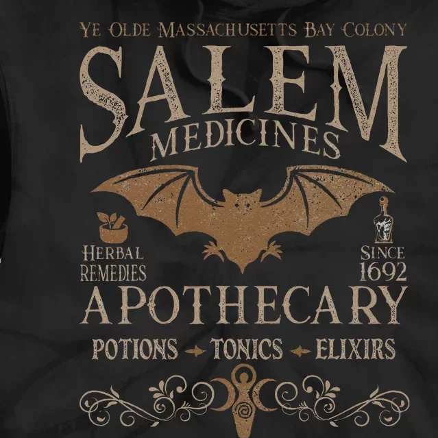 Salem Apothecary Herbalist Witch Wiccan Beige Bat Tie Dye Hoodie