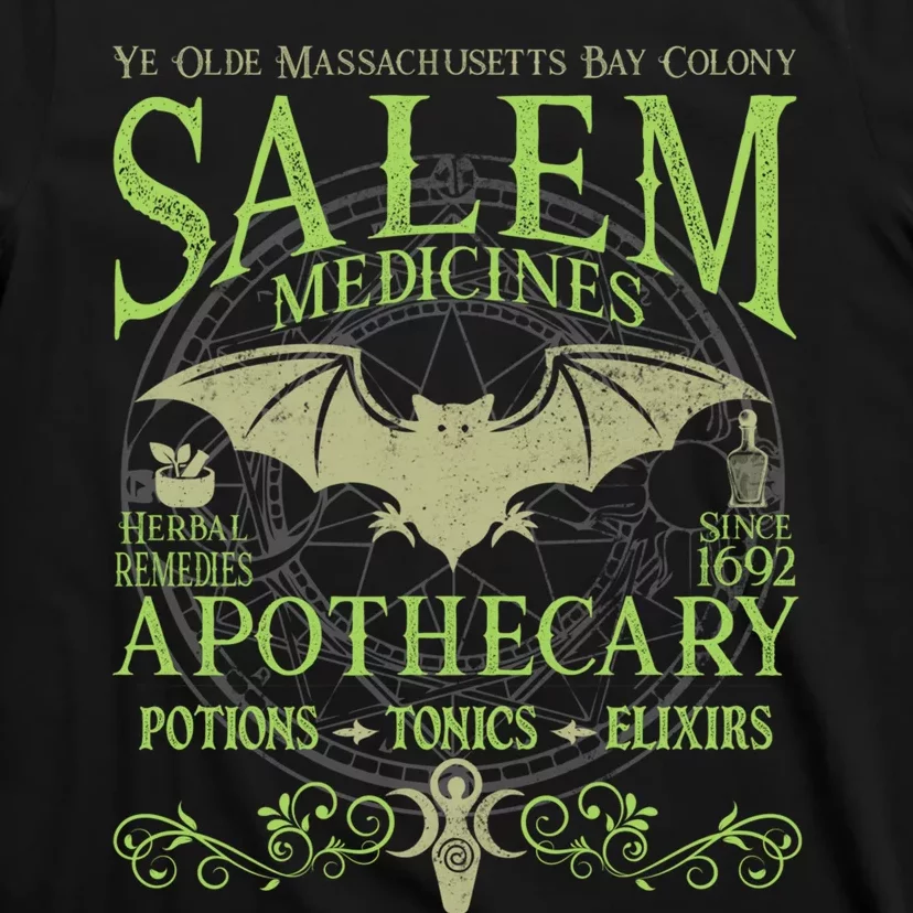 Salem Apothecary Herbalist Witch Wiccan Green Bat T-Shirt