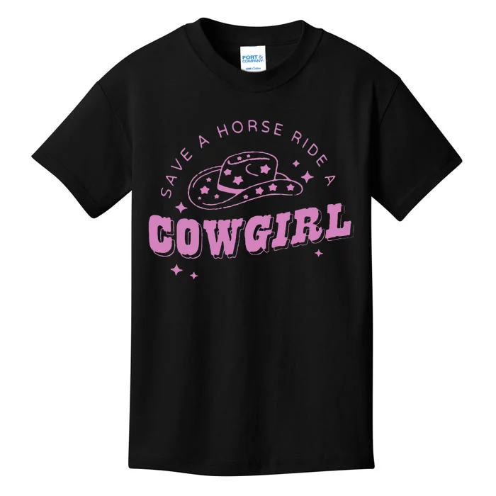 Save A Horse Ride A Cowgirl Lesbian Western Subtle Pride Kids T-Shirt