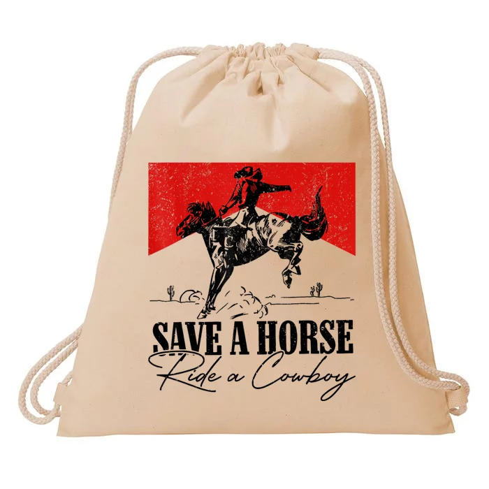 Save A Horse Ride A Cowboy Skeleton Country Skull Western Drawstring Bag