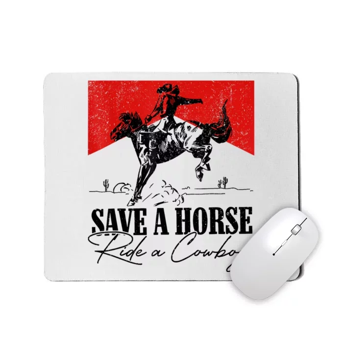 Save A Horse Ride A Cowboy Skeleton Country Skull Western Mousepad