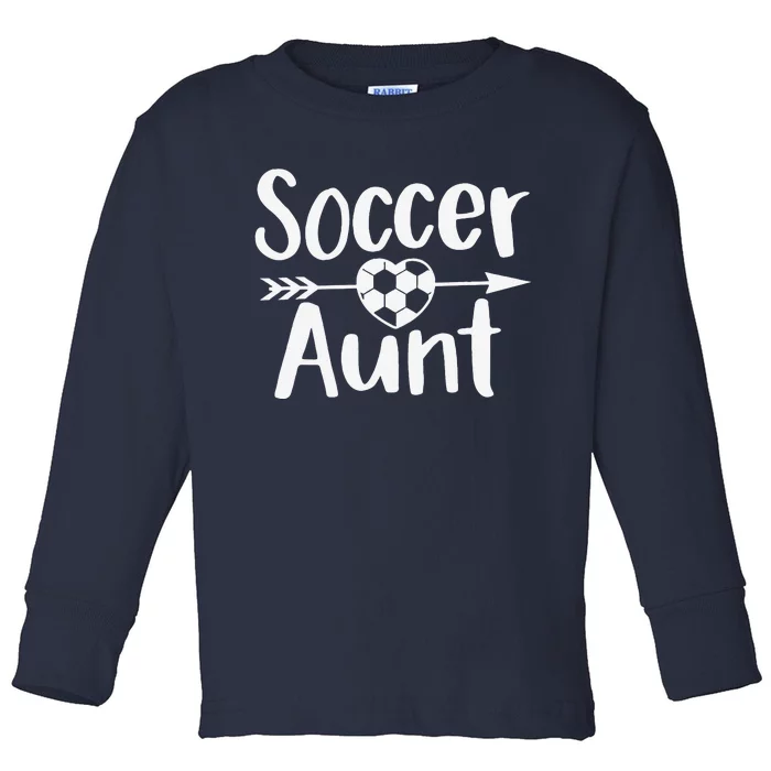 Soccer Aunt Heart Sport Lover Auntie Mother's Day Toddler Long Sleeve Shirt