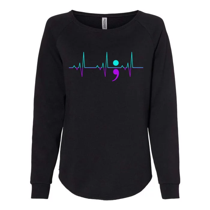 Suicide Awareness Heartbeat Happy Ribbon Support Graphic Gift Womens California Wash Sweatshirt