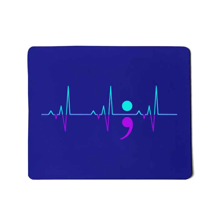 Suicide Awareness Heartbeat Happy Ribbon Support Graphic Gift Mousepad