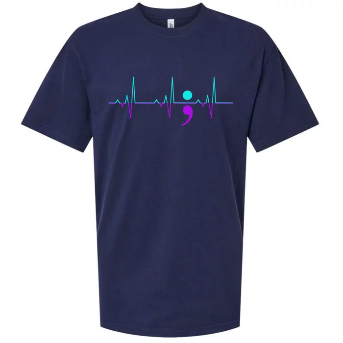 Suicide Awareness Heartbeat Happy Ribbon Support Graphic Gift Sueded Cloud Jersey T-Shirt