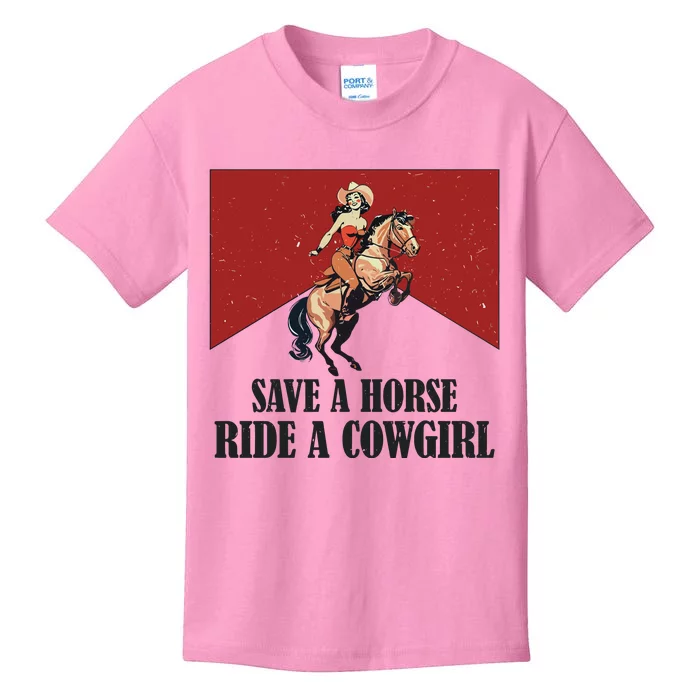 Save A Horse Ride A Cowgirl Kids T-Shirt