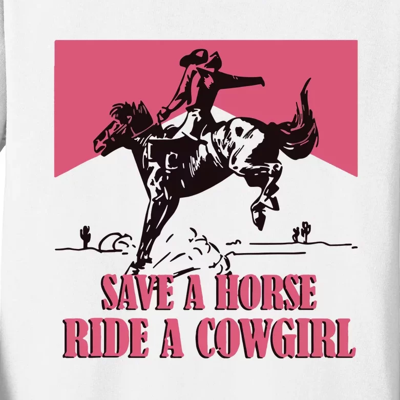 Save A Horse Ride A Cowgirl Lesbian Kids Long Sleeve Shirt