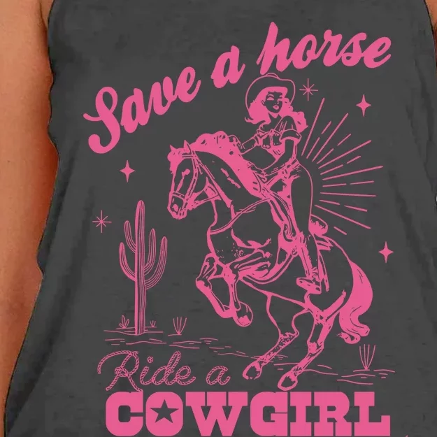 Save A Horse Ride A Cowgirl Women's Knotted Racerback Tank