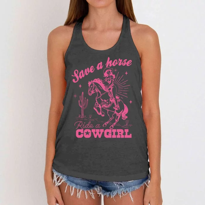 Save A Horse Ride A Cowgirl Women's Knotted Racerback Tank