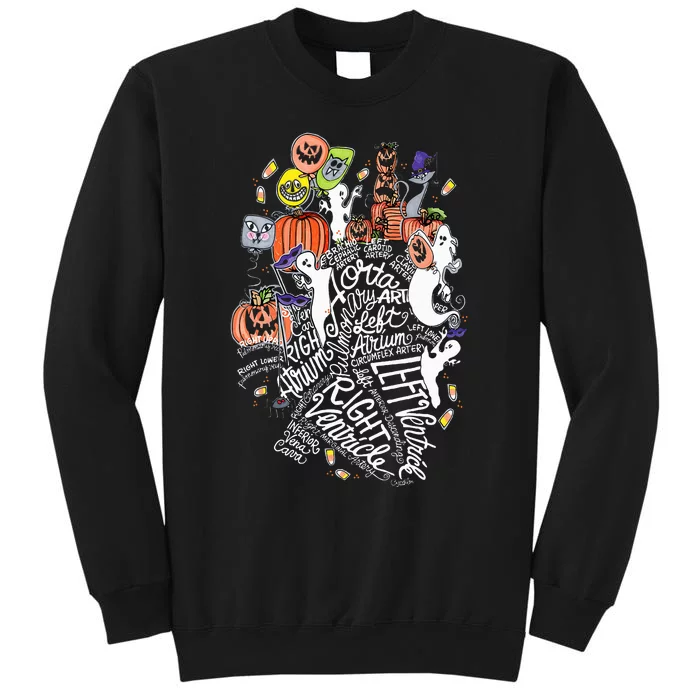 Spooky Anatomical Heart Word Cloud Design for Halloween Decor Sweatshirt