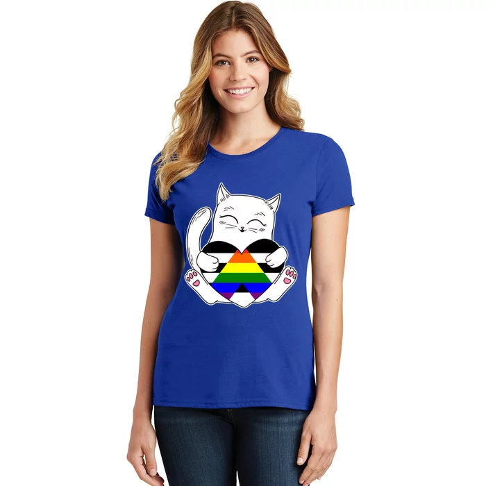 Straight Ally Heart Cat Sexual Identity Nonbinary Love Gift Women's T-Shirt