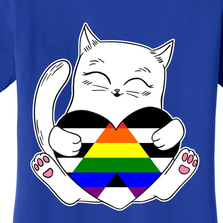 Straight Ally Heart Cat Sexual Identity Nonbinary Love Gift Women's T-Shirt