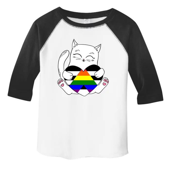 Straight Ally Heart Cat Sexual Identity Nonbinary Love Gift Toddler Fine Jersey T-Shirt