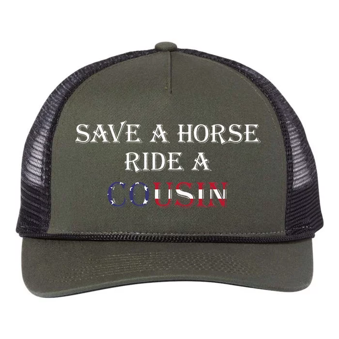 Save A Horse Ride A Cousin Hillbilly Redneck Retro Rope Trucker Hat Cap