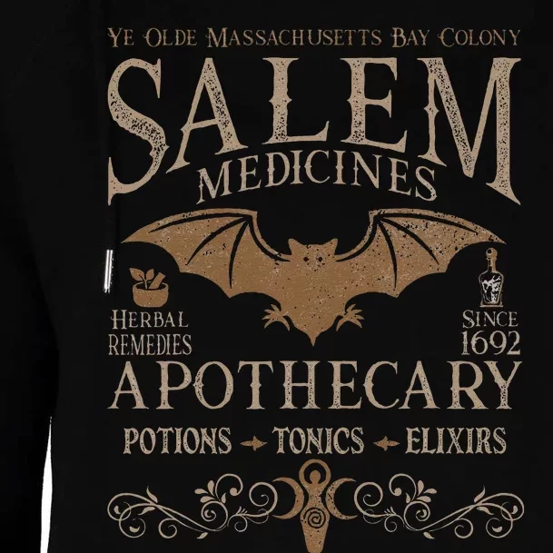 Salem Apothecary Herbalist Witch Wiccan Beige Bat Womens Funnel Neck Pullover Hood