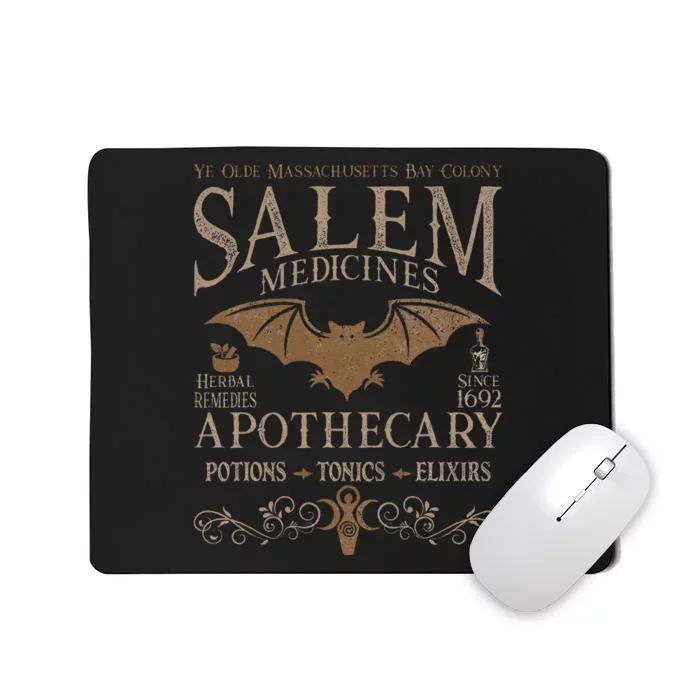 Salem Apothecary Herbalist Witch Wiccan Beige Bat Mousepad