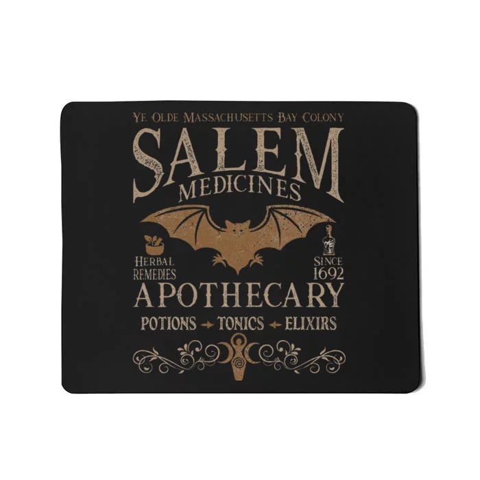 Salem Apothecary Herbalist Witch Wiccan Beige Bat Mousepad