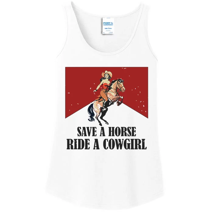 Save A Horse Ride A Cowgirl Ladies Essential Tank