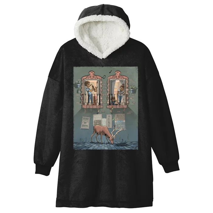 Stay At Home Graphic Music Nature Hooded Wearable Blanket