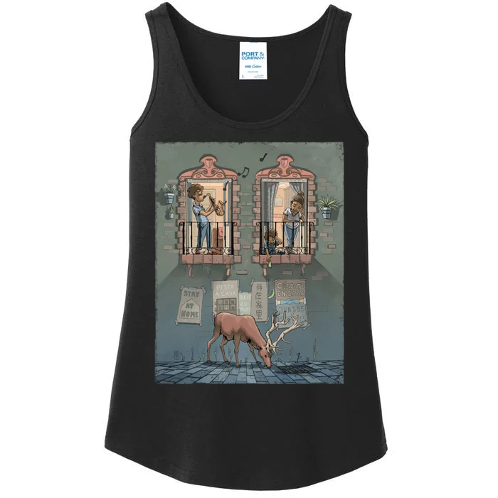 Stay At Home Graphic Music Nature Ladies Essential Tank