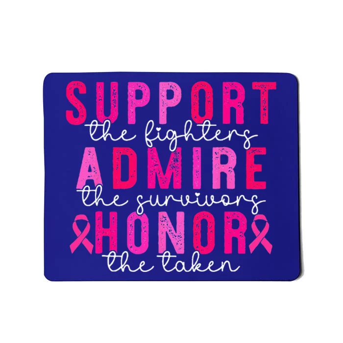 Support Admire Honor Breast Cancer Awareness Warrior Ribbon Mousepad