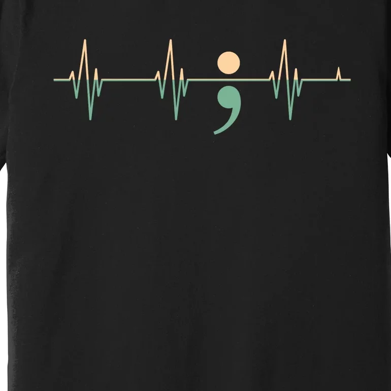 Suicide Awareness Heartbeat Ribbon Premium T-Shirt