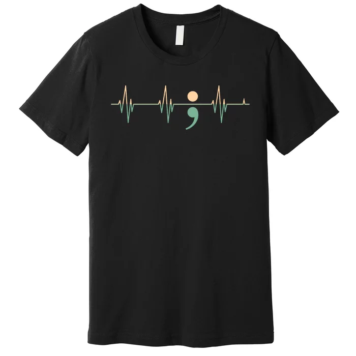 Suicide Awareness Heartbeat Ribbon Premium T-Shirt