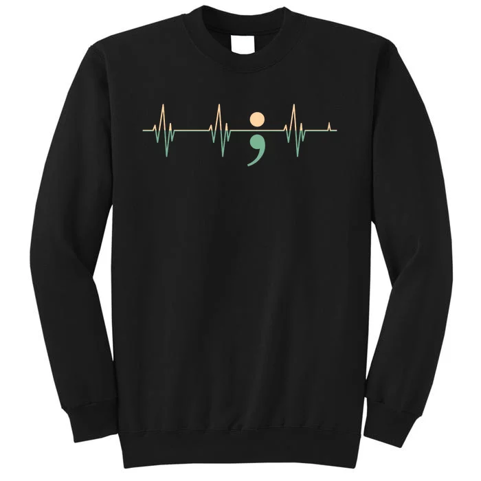 Suicide Awareness Heartbeat Ribbon Tall Sweatshirt