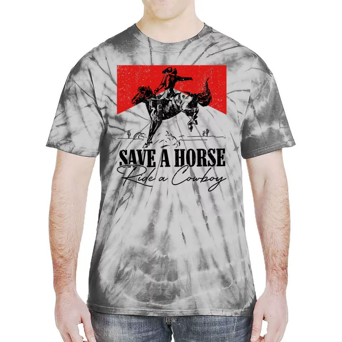 Save A Horse Ride A Cowboy Skeleton Country Skull Western Tie-Dye T-Shirt