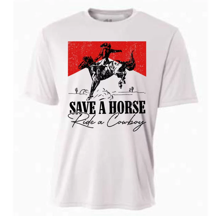 Save A Horse Ride A Cowboy Skeleton Country Skull Western Cooling Performance Crew T-Shirt