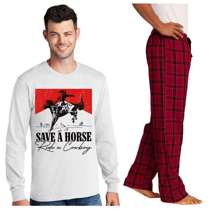 Save A Horse Ride A Cowboy Skeleton Country Skull Western Long Sleeve Pajama Set