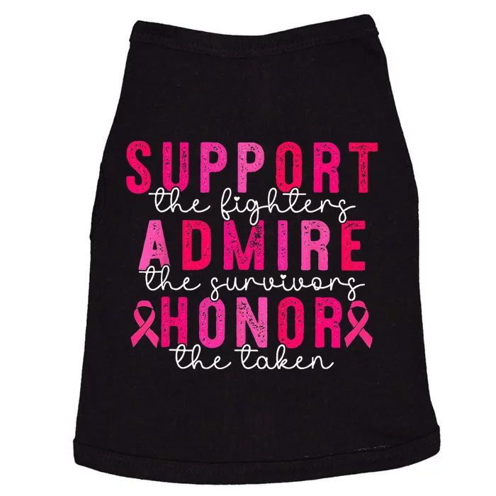 Support Admire Honor Breast Cancer Awareness Warrior Ribbon Doggie Tank