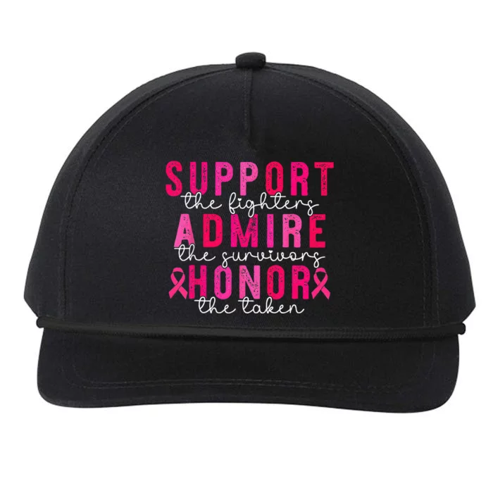 Support Admire Honor Breast Cancer Awareness Warrior Ribbon Snapback Five-Panel Rope Hat