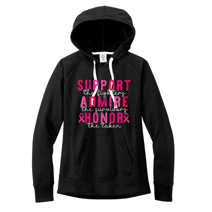 Support Admire Honor Breast Cancer Awareness Warrior Ribbon Women's Fleece Hoodie