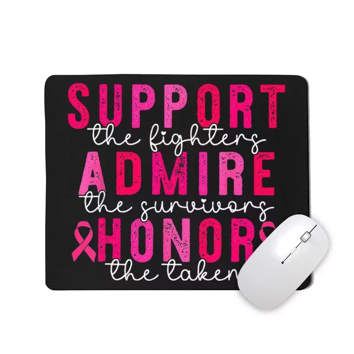 Support Admire Honor Breast Cancer Awareness Warrior Ribbon Mousepad