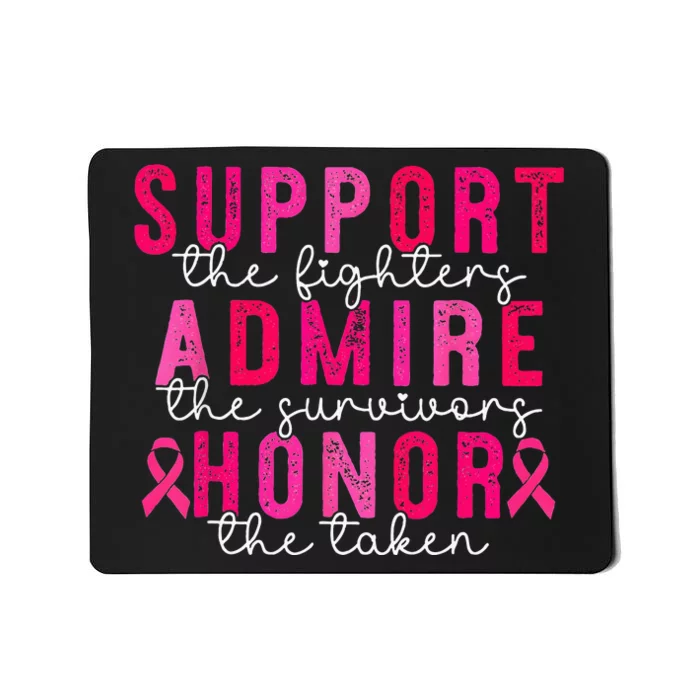 Support Admire Honor Breast Cancer Awareness Warrior Ribbon Mousepad