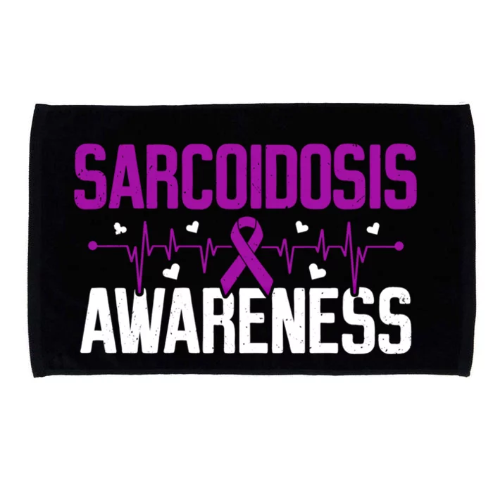 Sarcoidosis Awareness Heartbeat Purple Ribbon Month Support Gift Microfiber Hand Towel